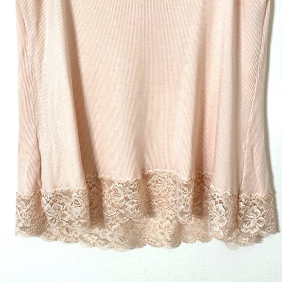 Felina Y2K Ribbed Camisole Tank Top XL Lace Trim Peach Cami Stretchy Coquette - Picture 6 of 10